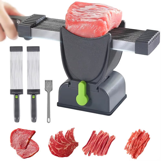 Miniature Manual Stainless Steel Fresh Meat Cutter Chopper Meat Slicing Strips Dices for Home Kitchen